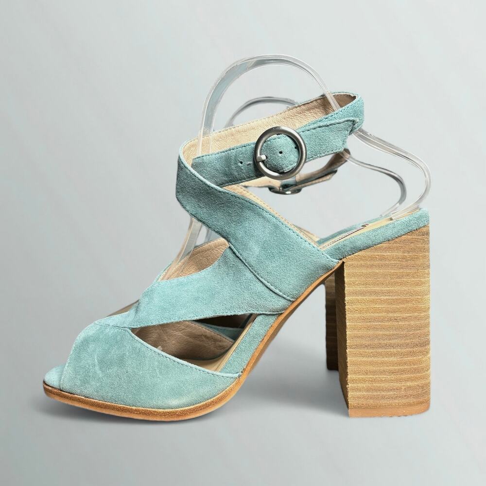 Kristin Cavallari by Chinese Laundry Lara Crisscross Heeled Sandal in Jade Suede - Picture 2 of 8